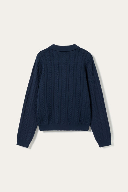 N-Mecca LS Knit Polo Navy