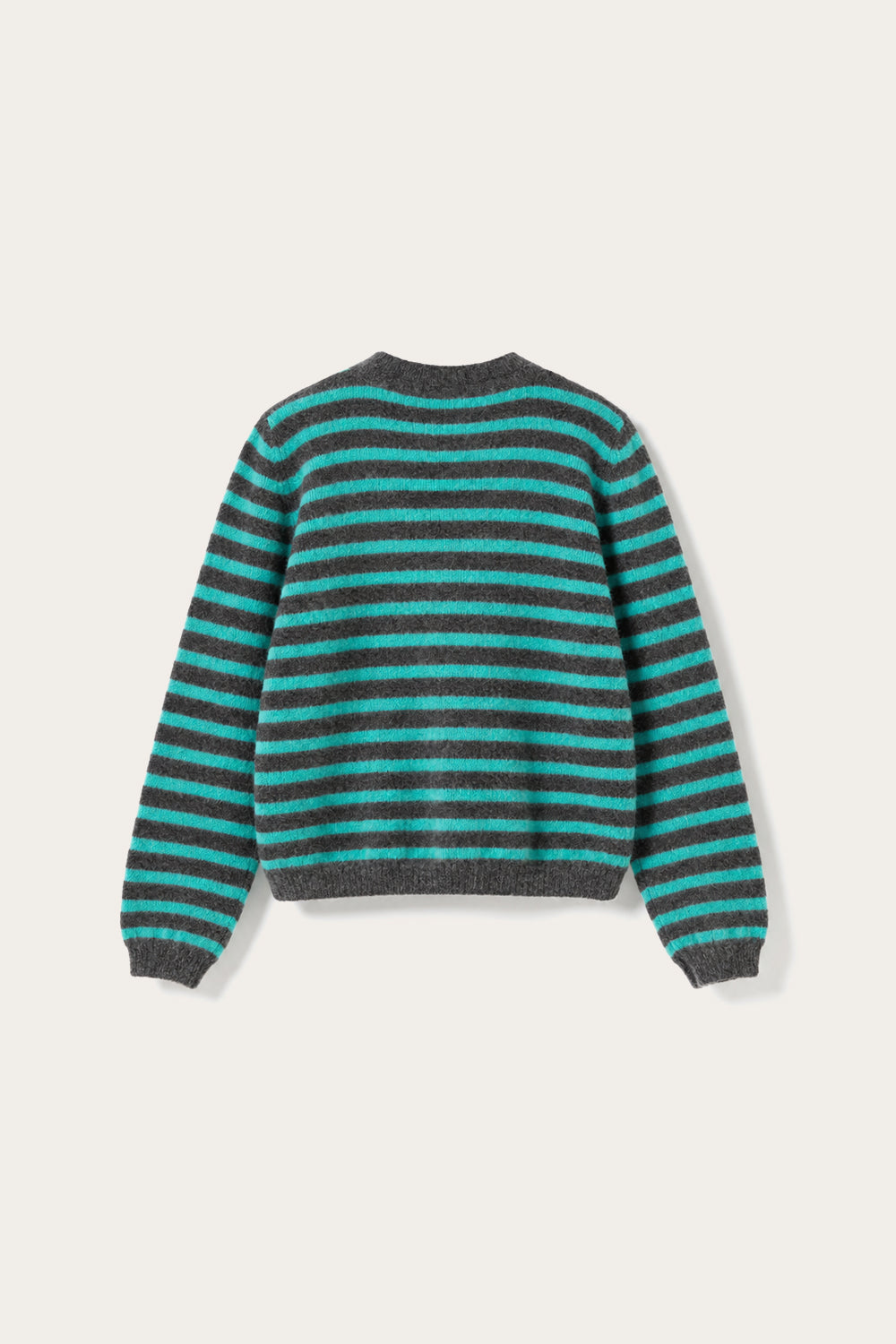 N-Mertice Knit Cardigan Grey Turquoise Stripe