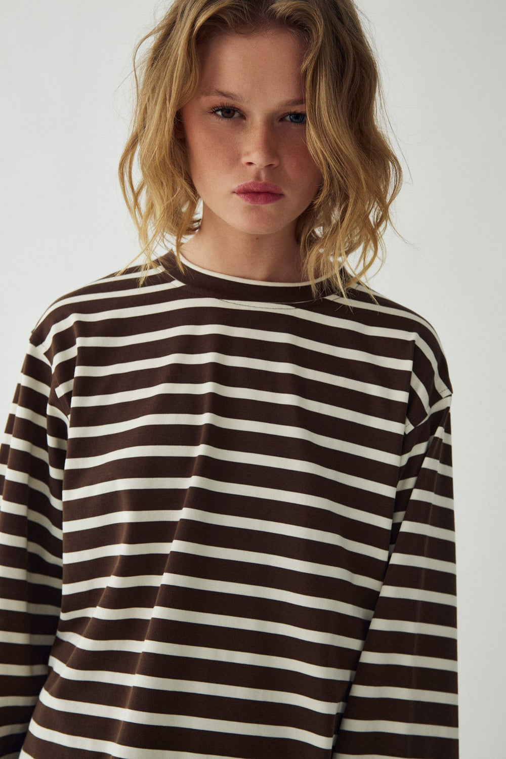 N-Maple LS T-Shirt Eton Brown Ivory Stripe