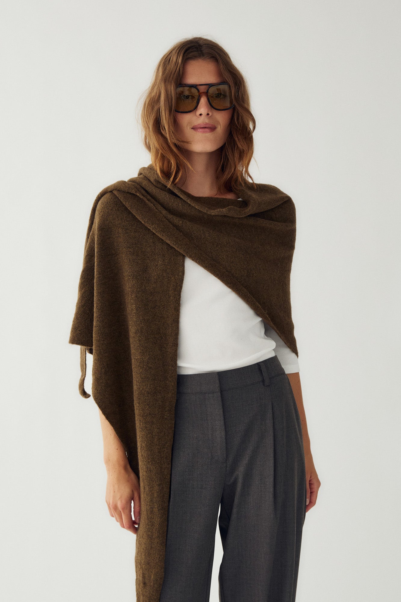 N-Loena Knit Scarf Military Green Melange