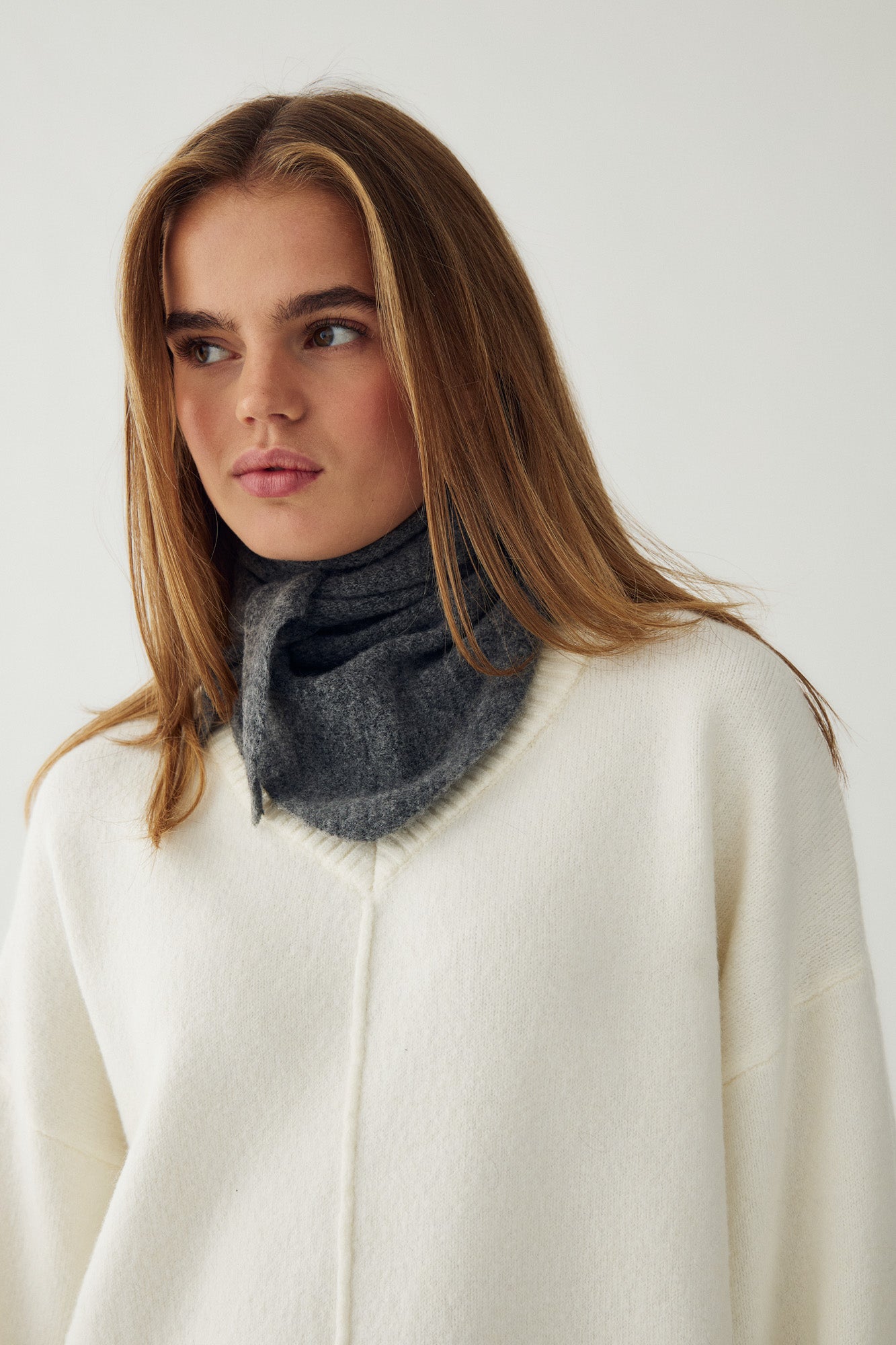 N-Loenetta Knit Scarf Dark Grey Melange