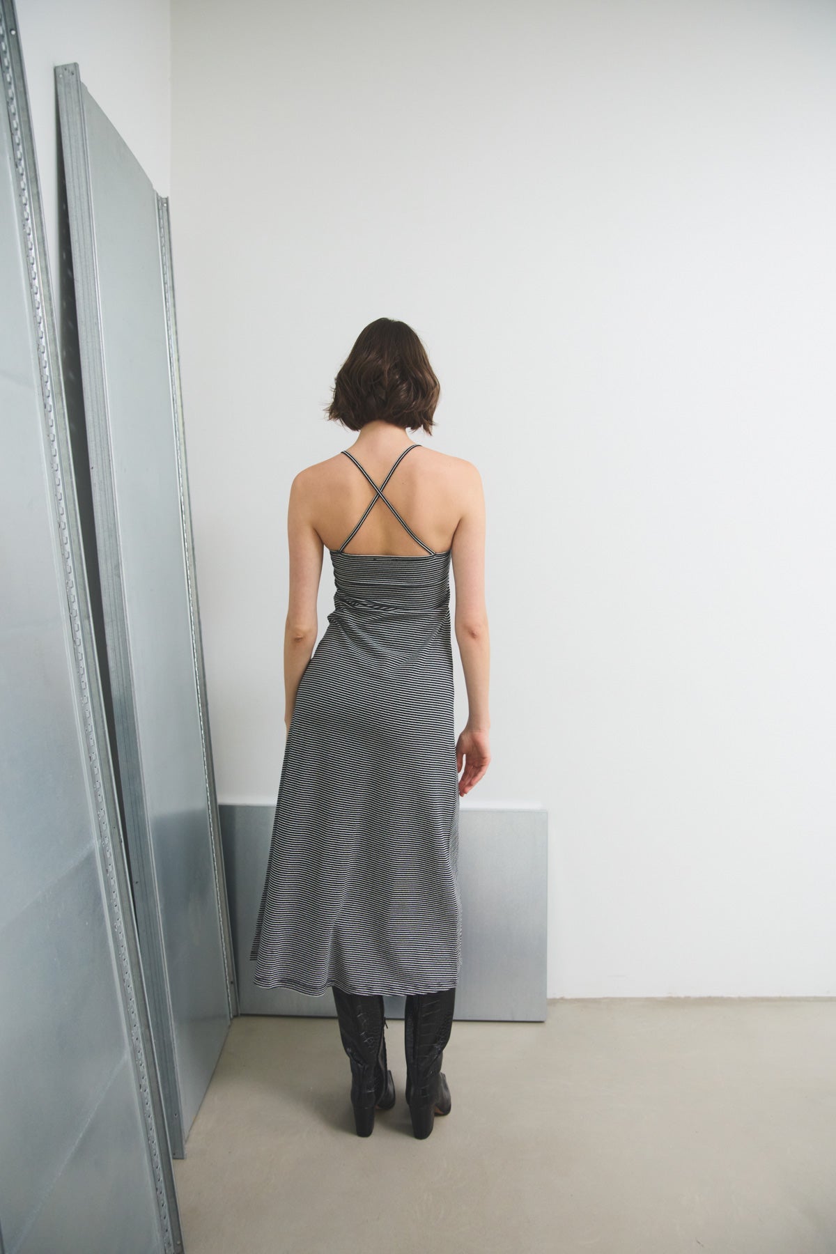 Reina Dress Black/White Stripe