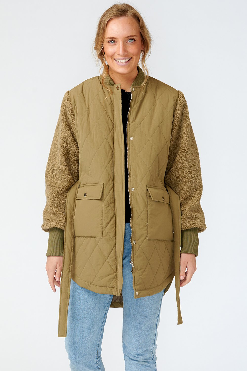 Esme Pile Jacket Solid Light Army – Noellafashion.se